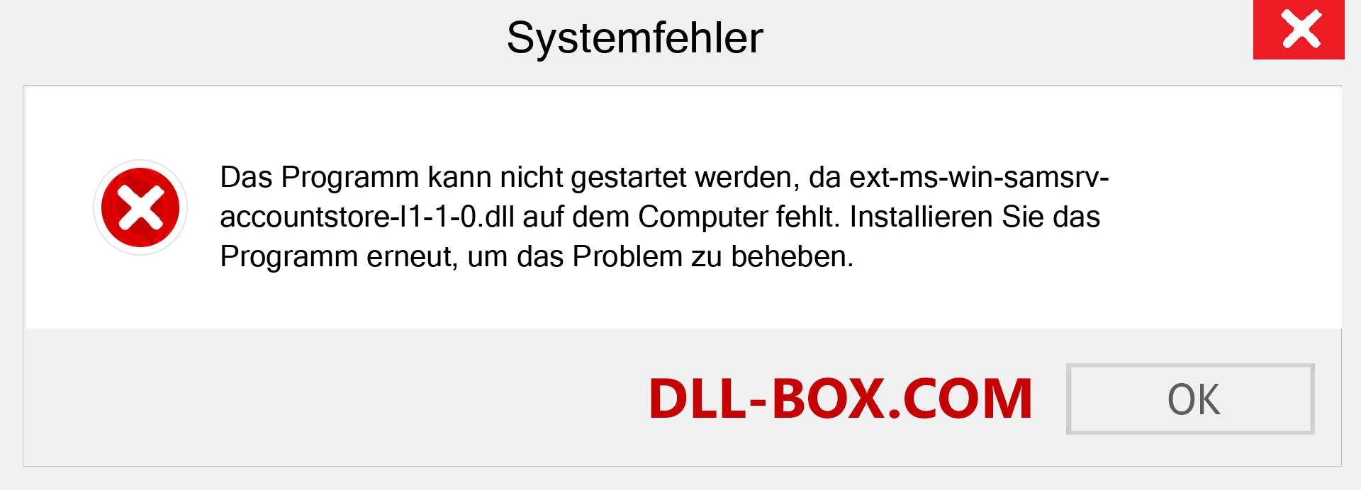 ext-ms-win-samsrv-accountstore-l1-1-0.dll-Datei fehlt?. Download für Windows 7, 8, 10 - Fix ext-ms-win-samsrv-accountstore-l1-1-0 dll Missing Error unter Windows, Fotos, Bildern